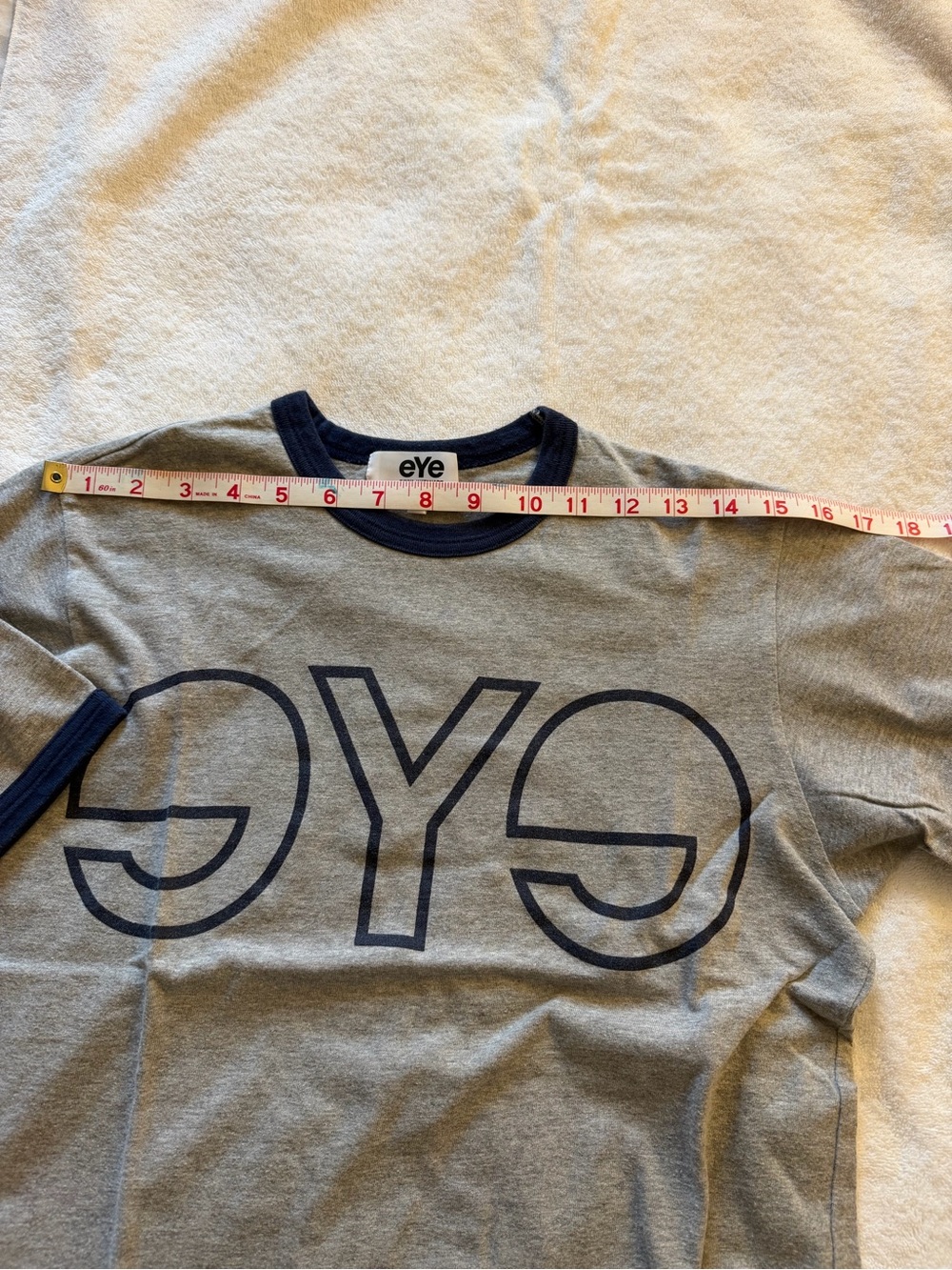 Comme des Garcons eYe Grey Tee with Navy Trim - Picture 4 of 10